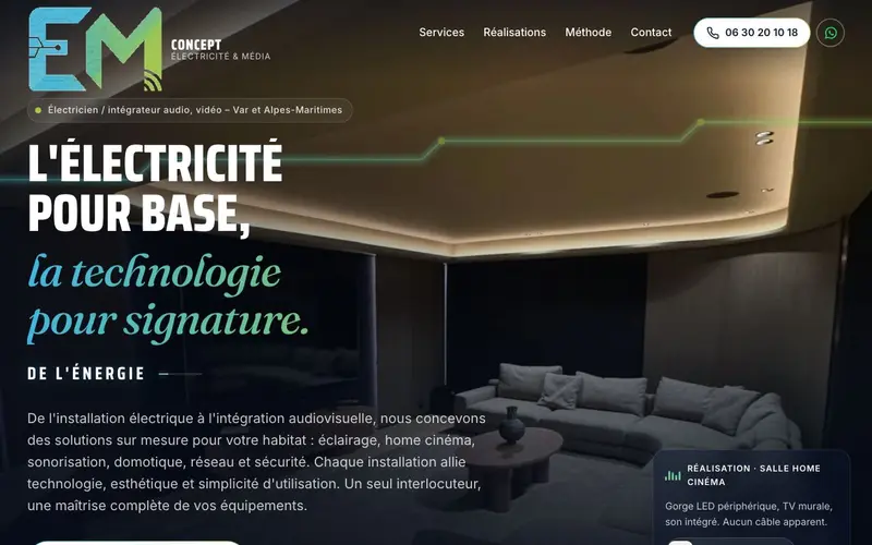 Page d'accueil du site EM Concept (emconcept.vercel.app)