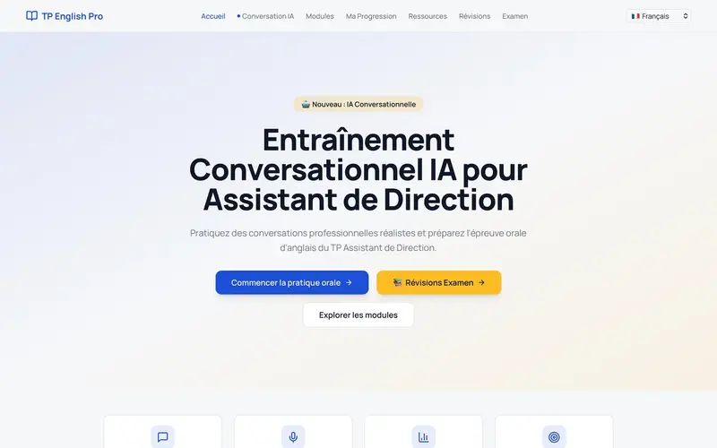 Page d'accueil du site TP English Pro (ad.antonyaddy.com)