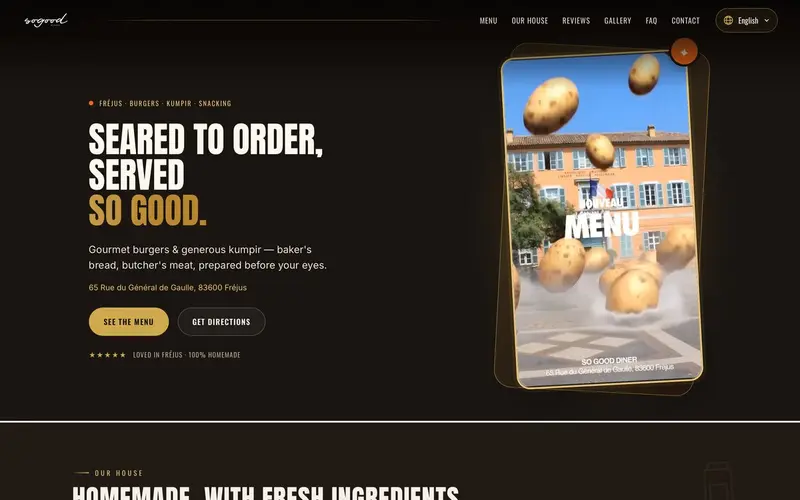 Page d'accueil du site So Good Diner (so-good-diner.vercel.app)