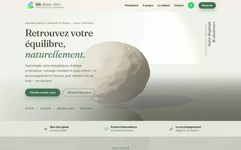 Page d'accueil du site SR Bien-être (srbienetre.fr)
