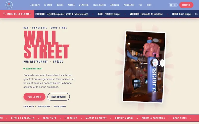 Page d'accueil du site Wall Street Fréjus (wallstreetfrejus.fr)